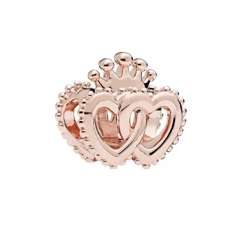 Hot Sale Rose Gold Charm Beads Fit Original 925 Silver Bracelet Women Jewelry