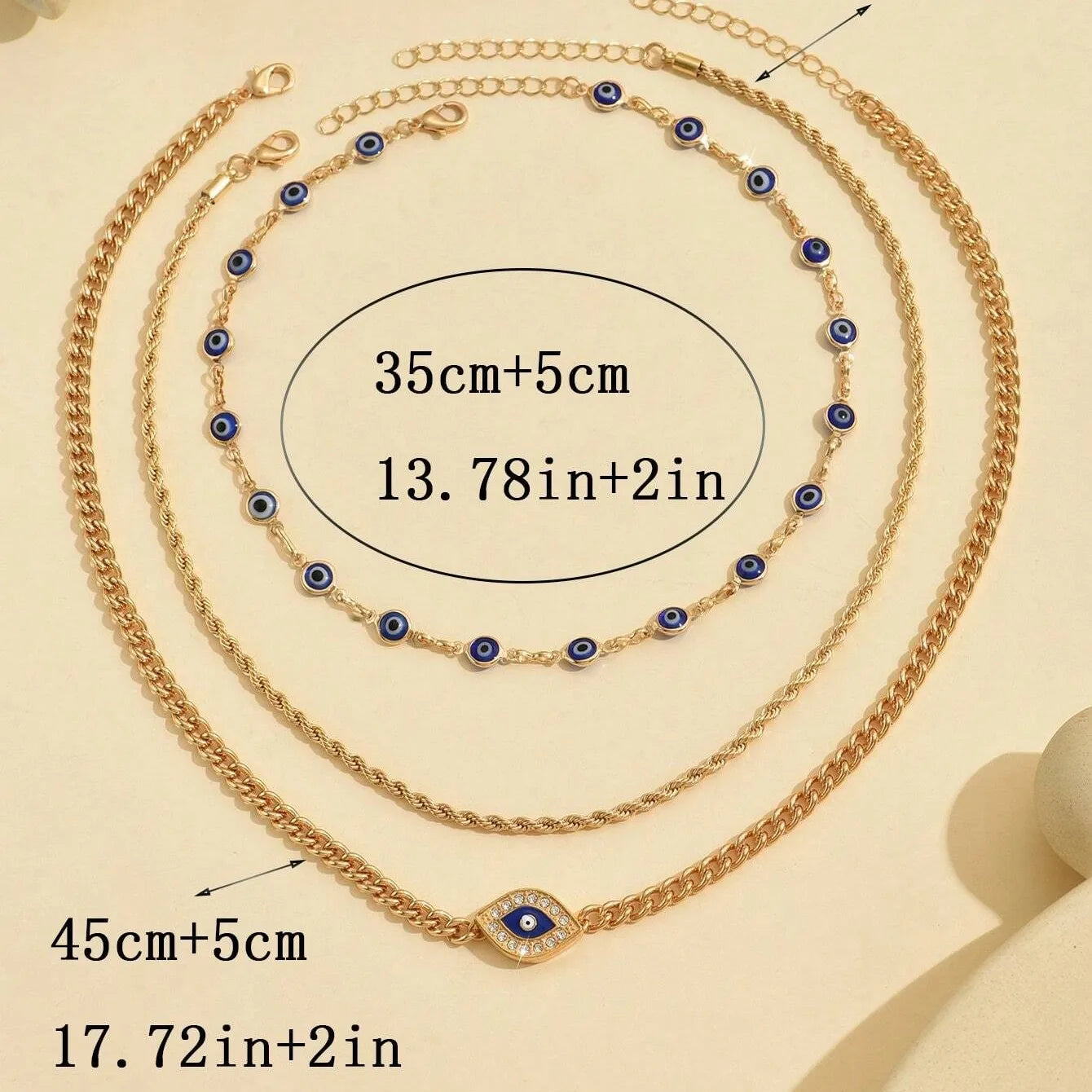 Boho Crystal Evil Eye Pendant Necklace For Women