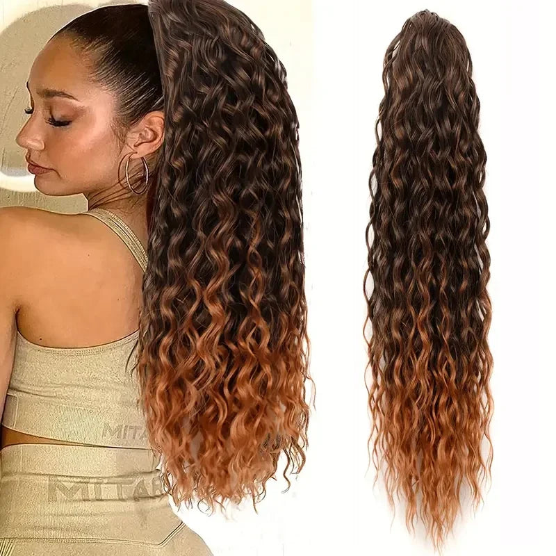 Curly Drawstring Ponytail Extension Synthetic Hair