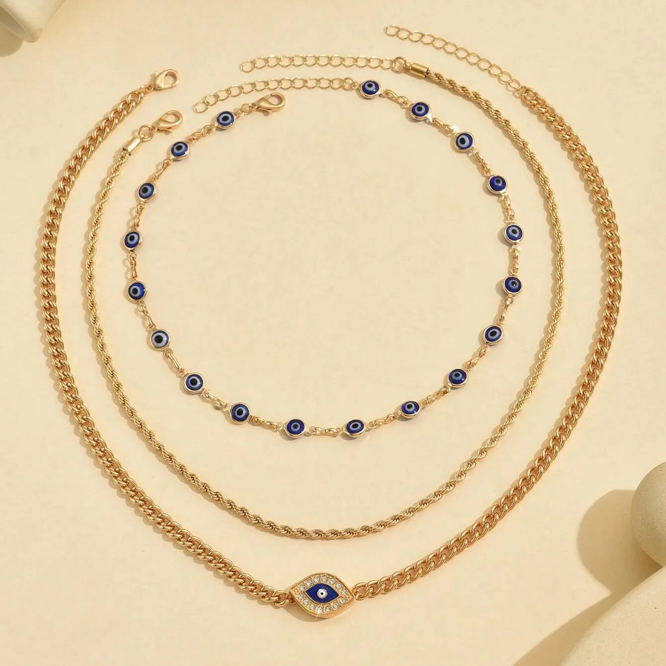 Boho Crystal Evil Eye Pendant Necklace For Women