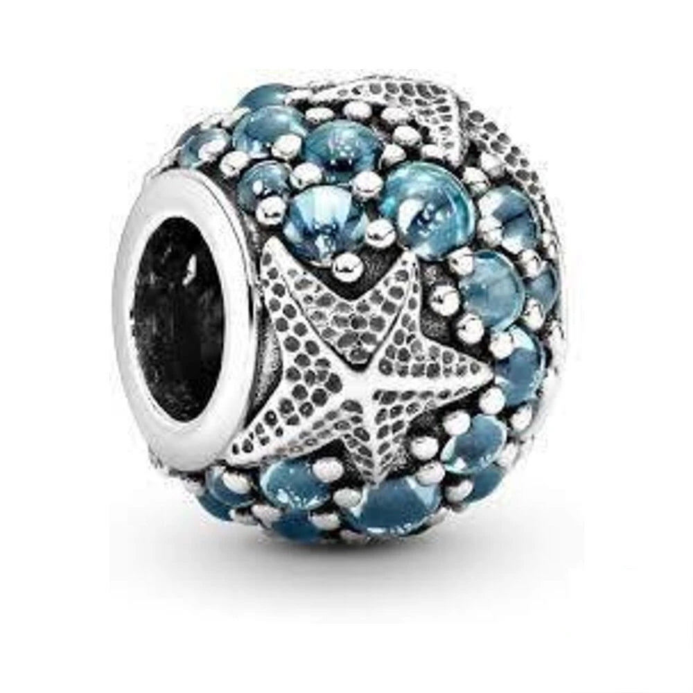 Blue Marine Organism Series Charm Jewelry Fit Original 925 Sterling Silver
