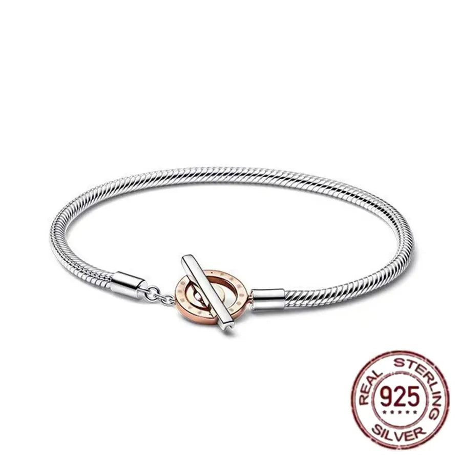 925 fine heart-shaped snake bone bracelet for women