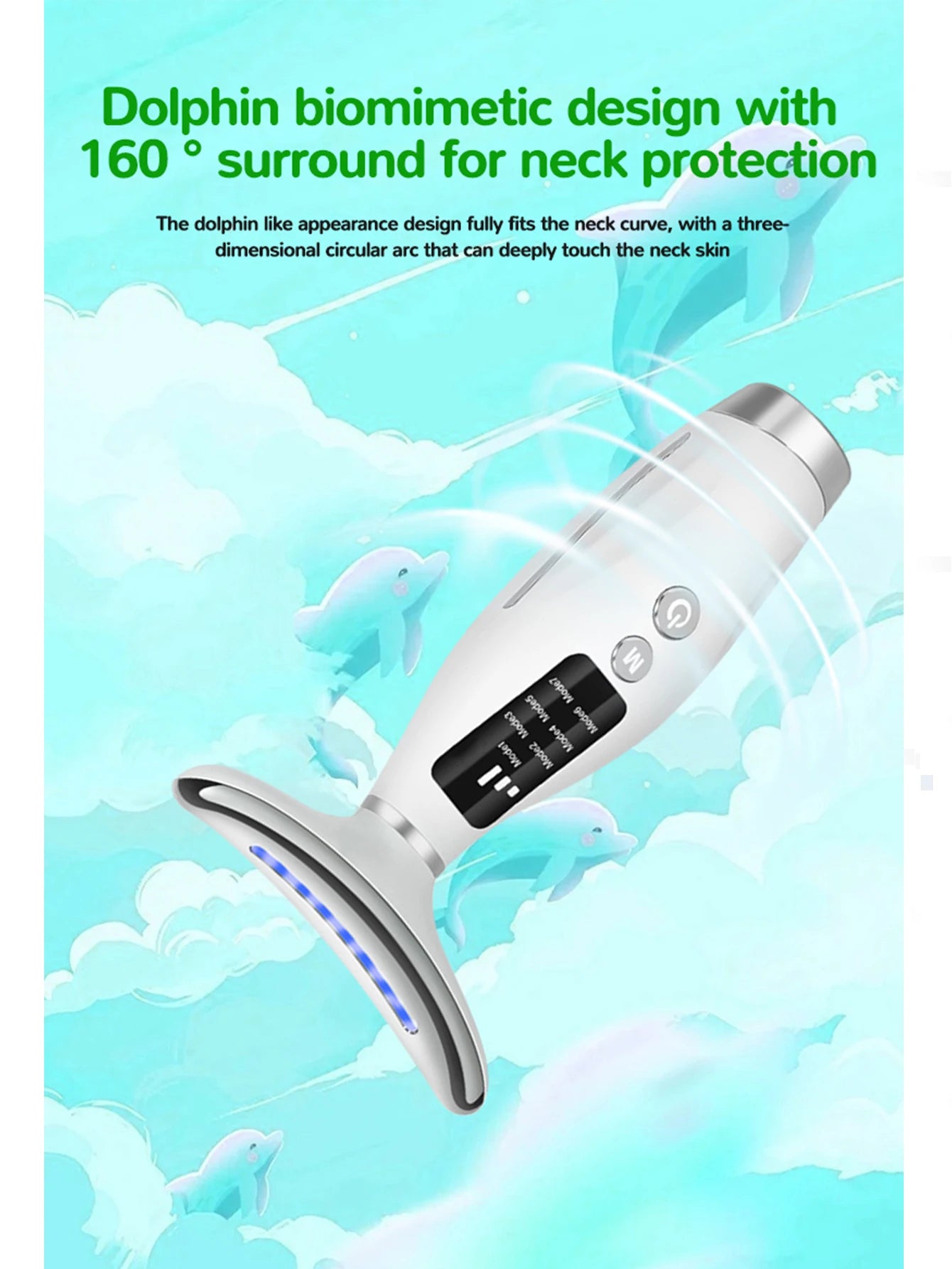 Face And Neck Beauty Instrument With Curved Hand Grip