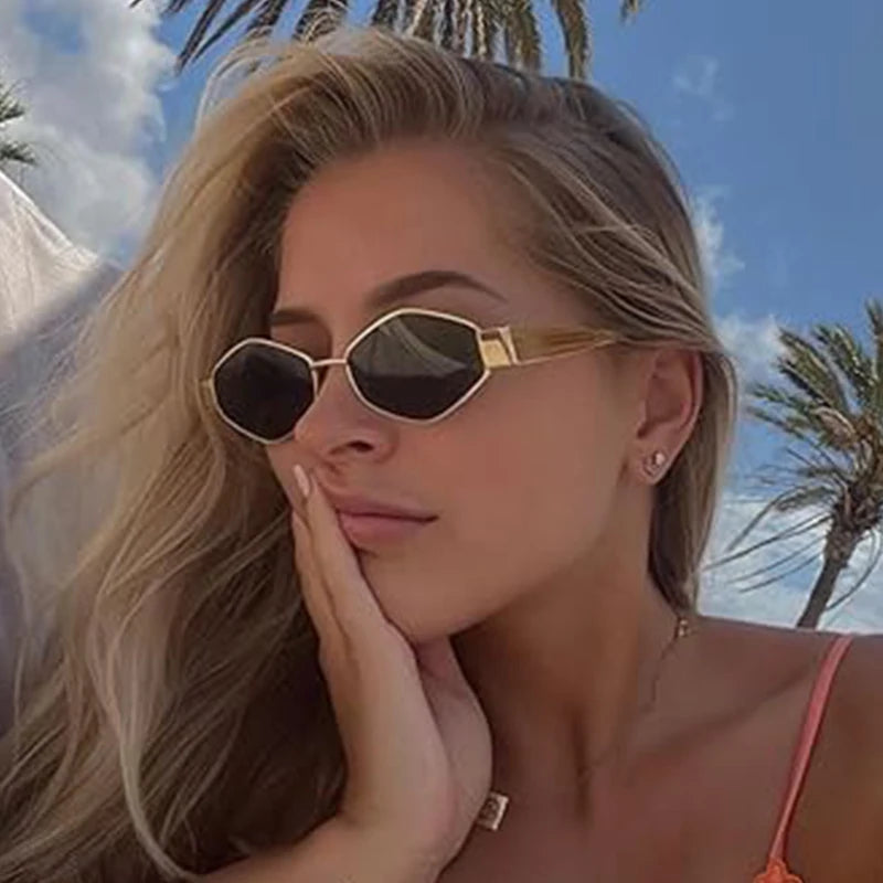 Polygonal Sunglasses for Women Small Frame