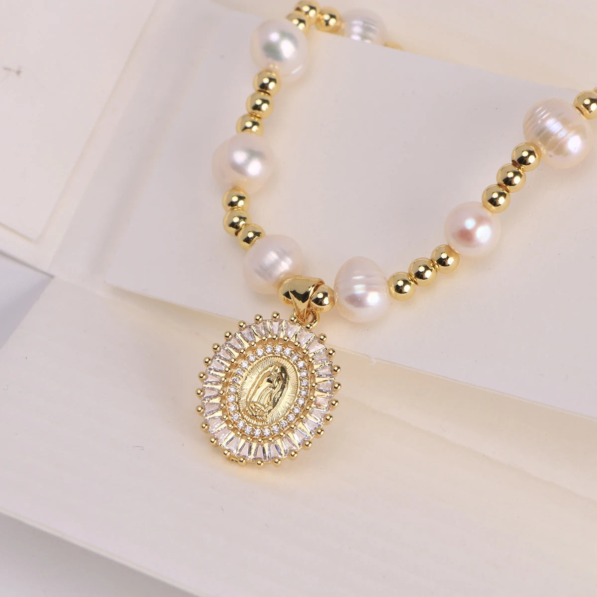 Virgin Mary Bracelets for Women Freshwater Pearl Bracelet
