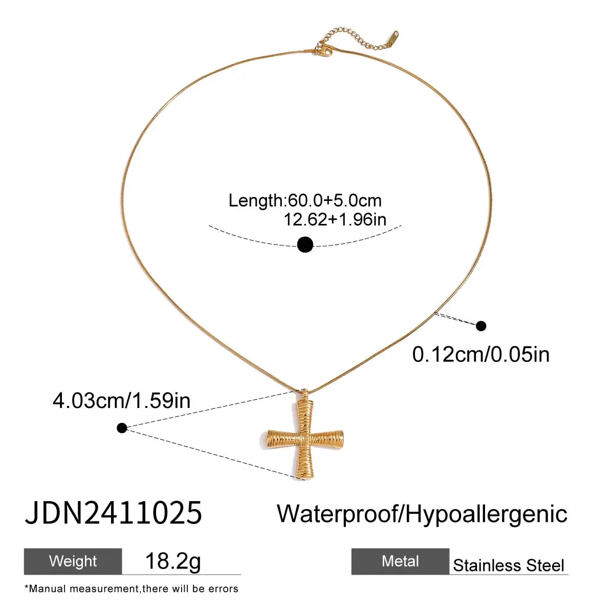 Zirconia Cross Pendant Stainless Steel Luxury Necklace