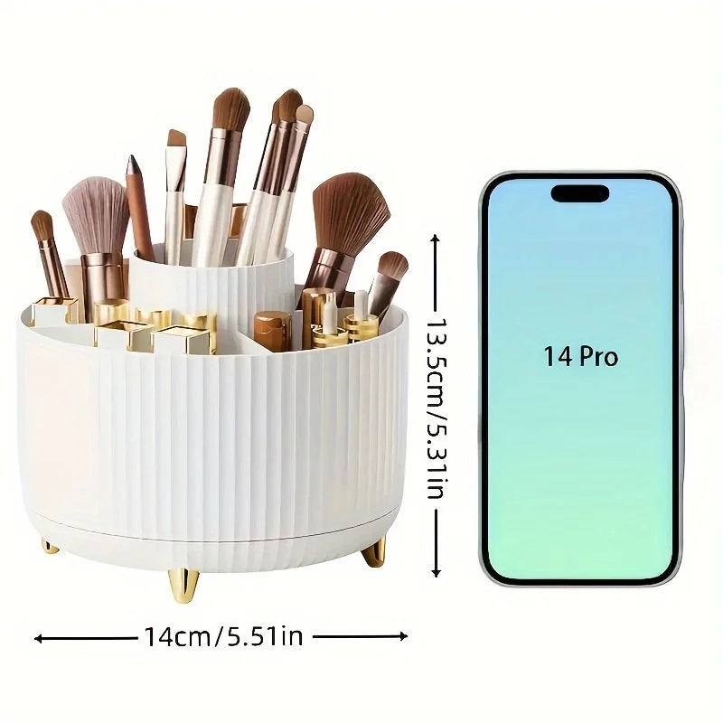 Cosmetic Storage Box with 5 Compartments - 360-Degree Rotating