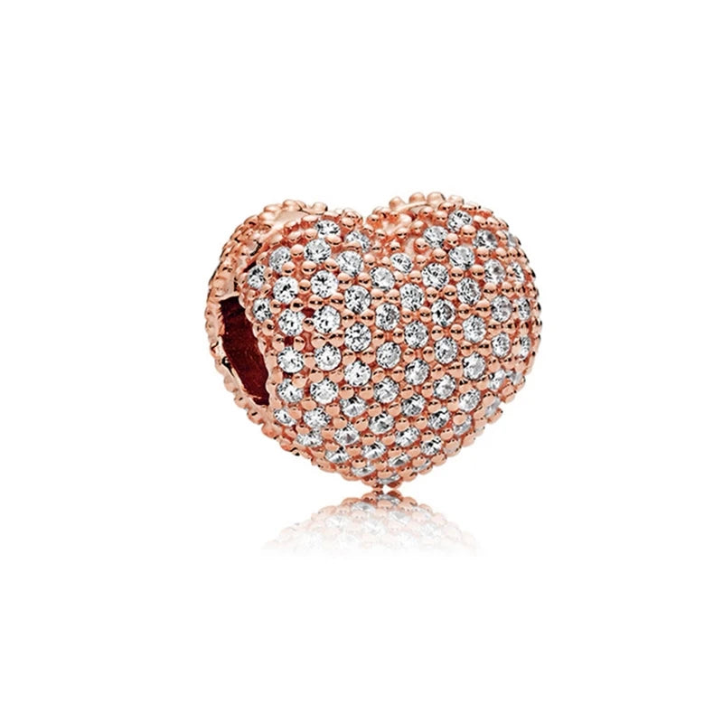 Hot Sale Rose Gold Charm Beads Fit Original 925 Silver Bracelet Women Jewelry