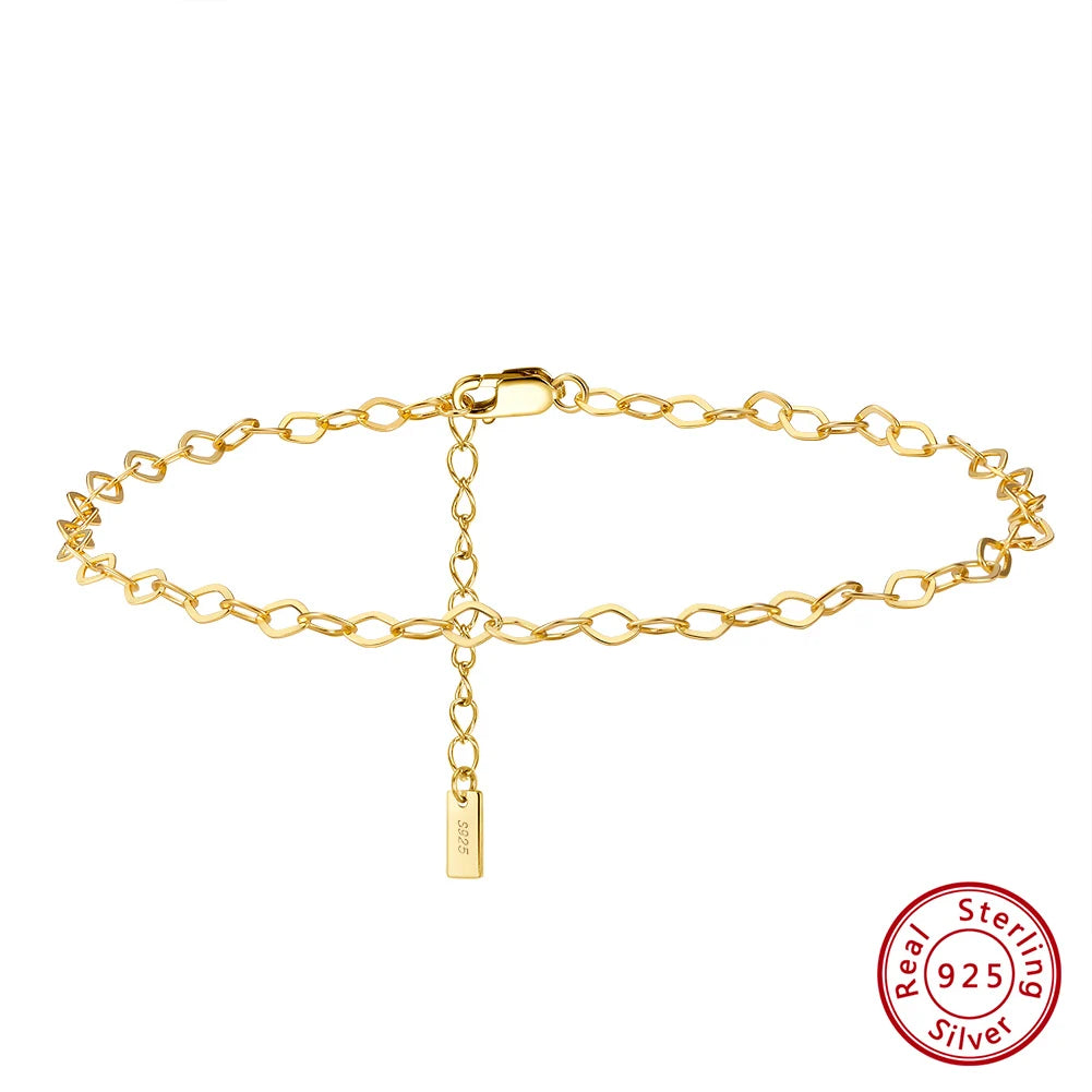 Sparkle Mirror Chain Anklets for Women 925 sterling steel