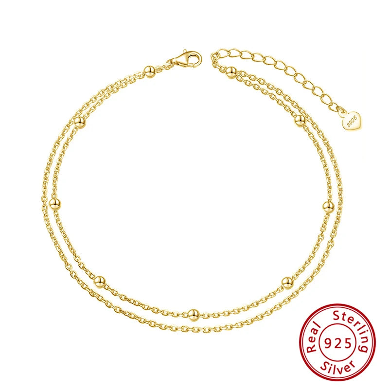 Sparkle Mirror Chain Anklets for Women 925 sterling steel