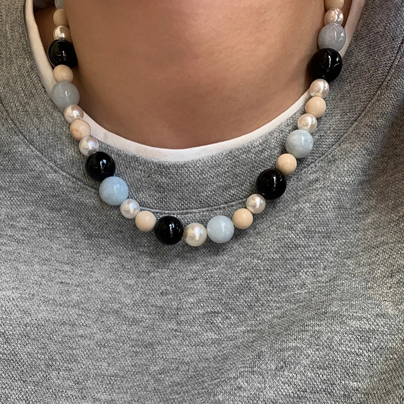 Retro Natural Stone Necklace Womens