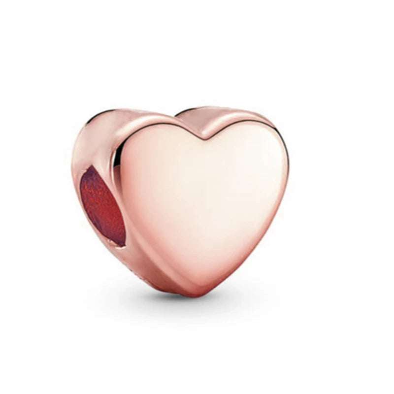 Hot Sale Rose Gold Charm Beads Fit Original 925 Silver Bracelet Women Jewelry