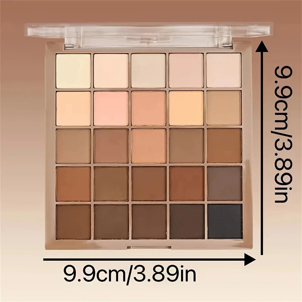 25 Color Eyeshadow Palette - Neutral Gray and Brown Earthy Tone,
