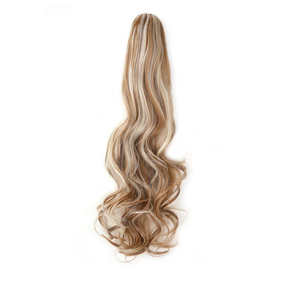 Ponytail Extension Synthetic Claw Clip in Hairpiece Curly Wavy.