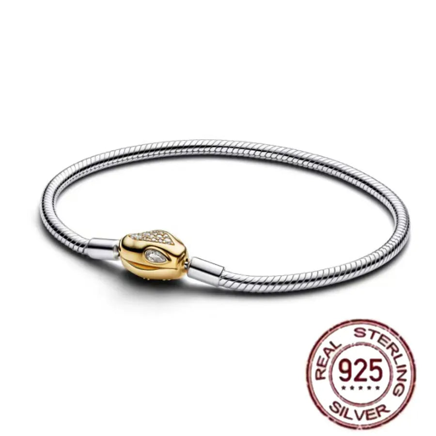 925 fine heart-shaped snake bone bracelet for women