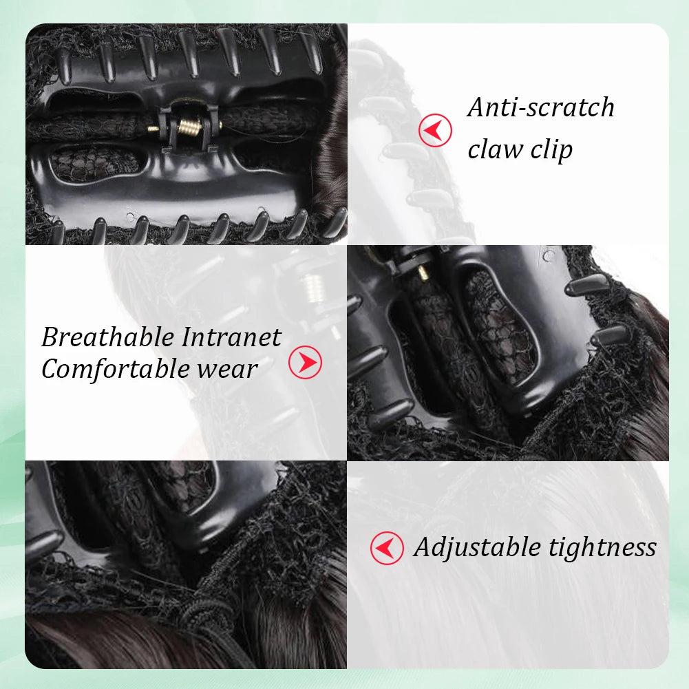 Ponytail Extension Synthetic Claw Clip in Hairpiece Curly Wavy.