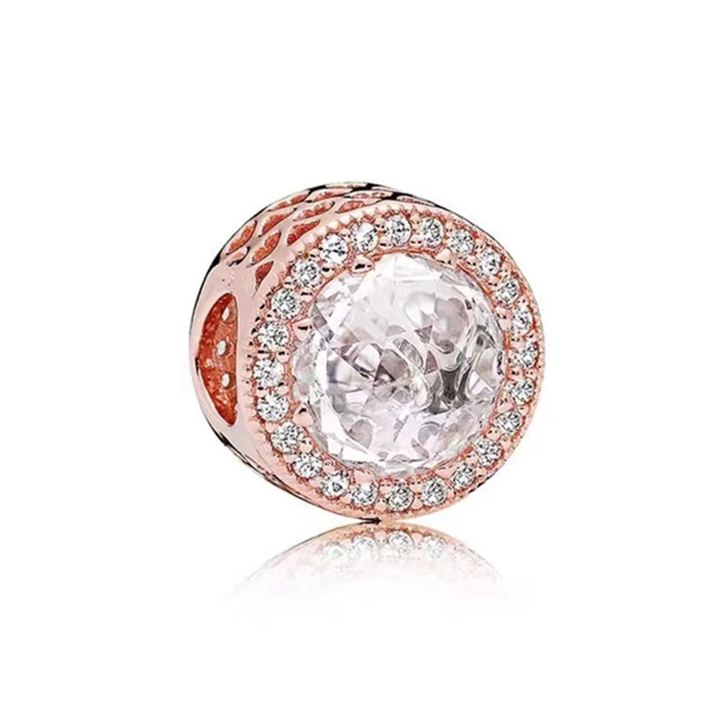 Hot Sale Rose Gold Charm Beads Fit Original 925 Silver Bracelet Women Jewelry
