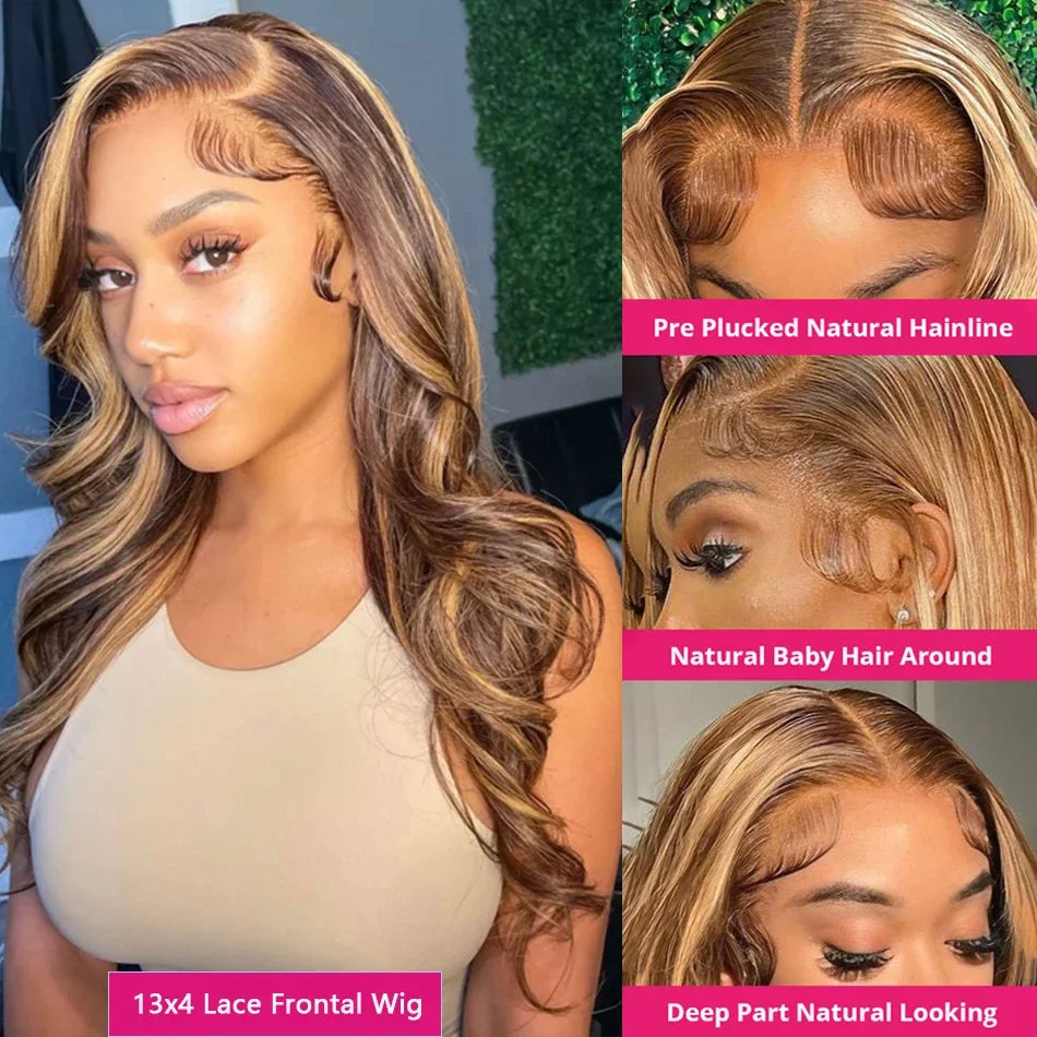 ESMERALDA - Highlight Wig 100% Human Hair Honey Blonde Lace