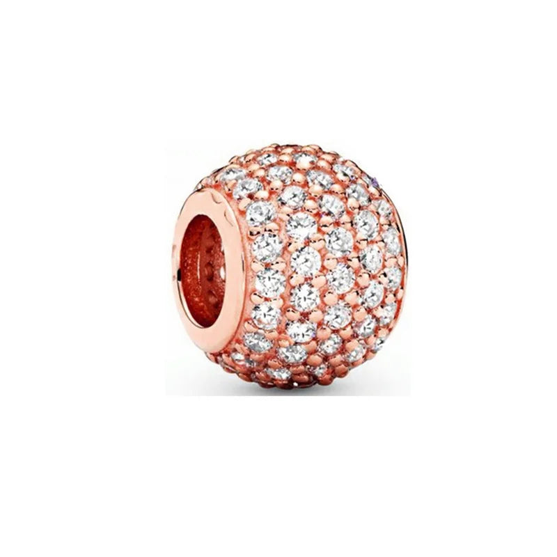 Hot Sale Rose Gold Charm Beads Fit Original 925 Silver Bracelet Women Jewelry
