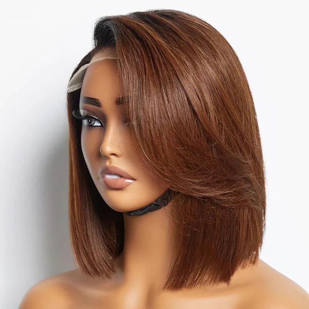 Brown Bob Human Hair Wigs Lace Front Wig Human Hair