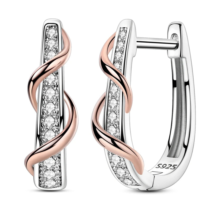925 Silver Jewelry Rose Gold Double Color Zircon