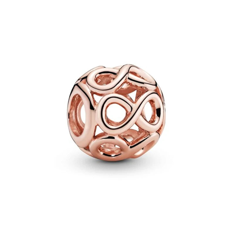 Hot Sale Rose Gold Charm Beads Fit Original 925 Silver Bracelet Women Jewelry