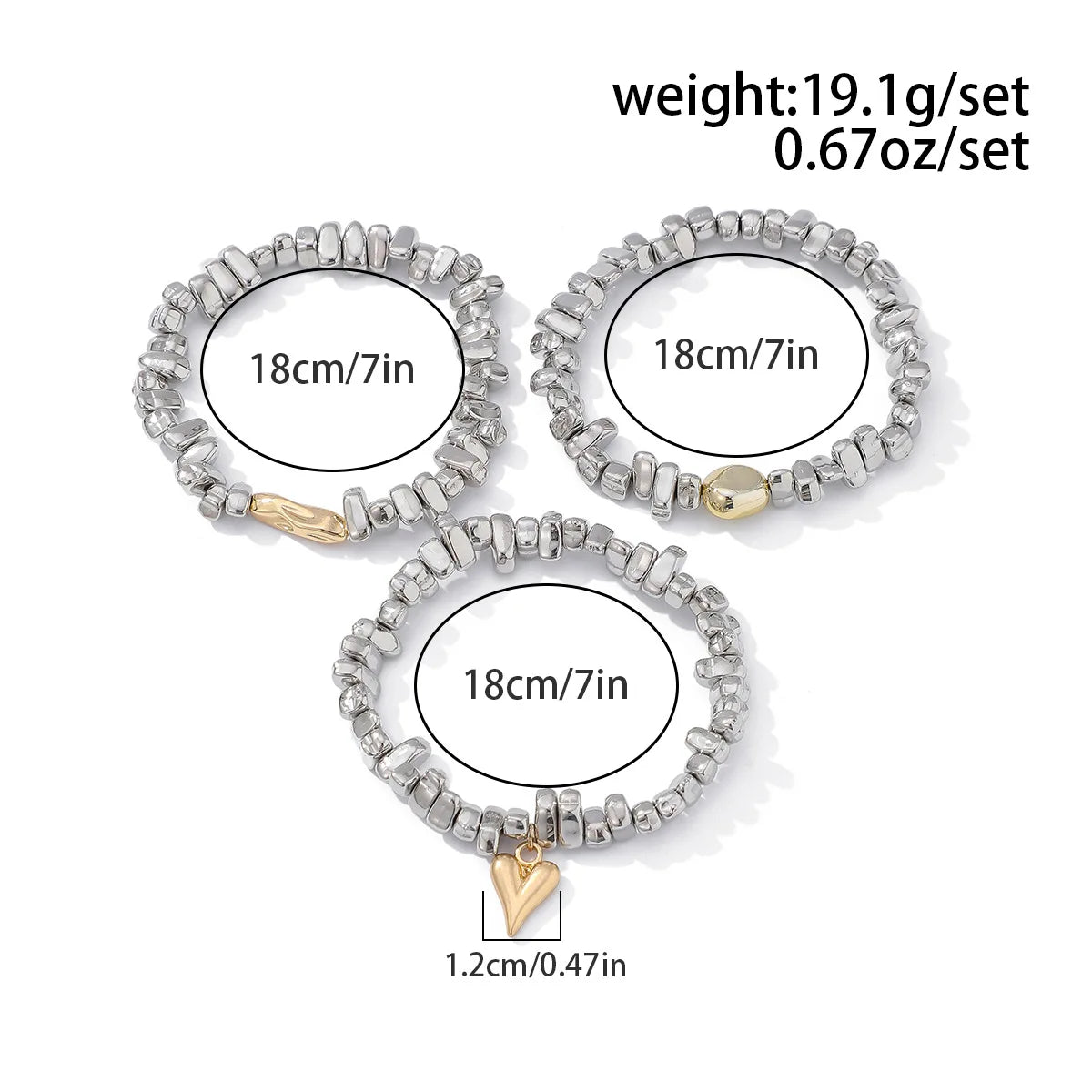 Fashion Bead Heart-Shaped Pendant Bracelet Set for Woman