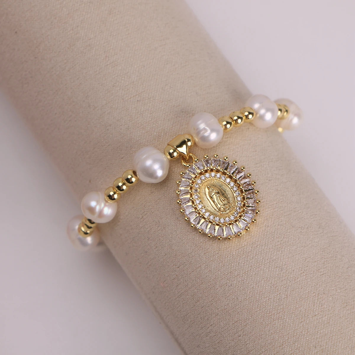 Virgin Mary Bracelets for Women Freshwater Pearl Bracelet