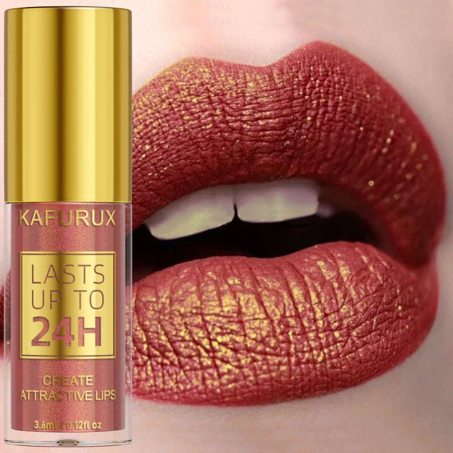 Metallic Lip Glaze Shiny Long Lasting Lip Gloss Waterproof Makeup Lip Oil