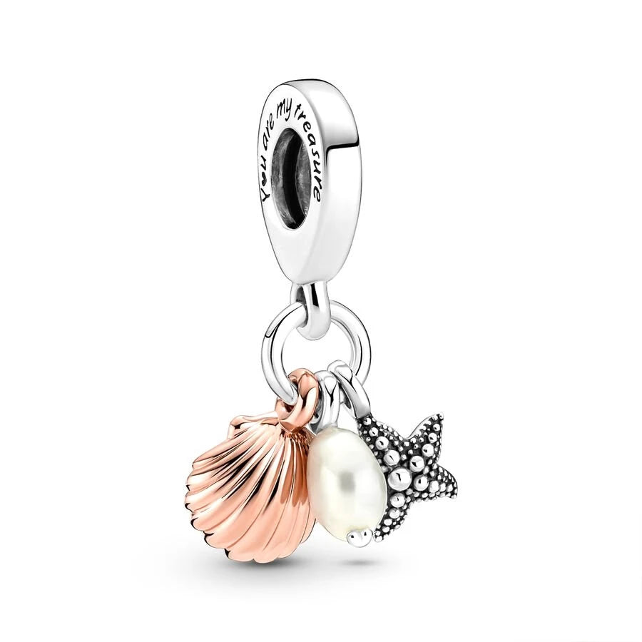 Blue Marine Organism Series Charm Jewelry Fit Original 925 Sterling Silver