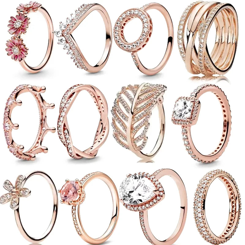 Exquisite 925 sterling silver rose gold women&