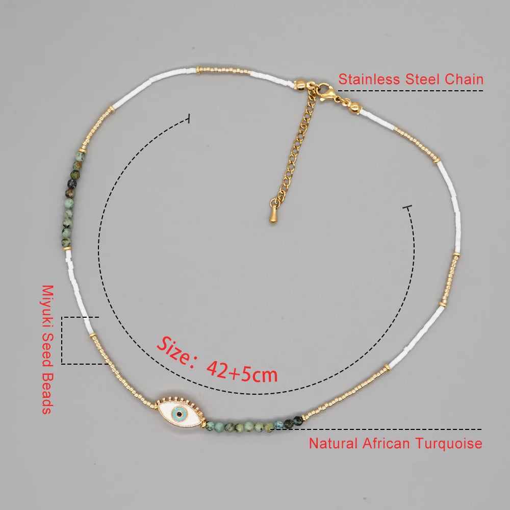 Evil Eye Boho Necklace for Women - Fashion Jewelry