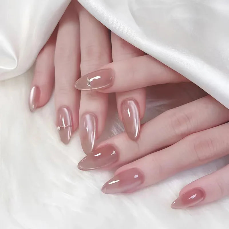 Cat Eye French Sheer Manicure Tip Art 3D Acrylic Nails