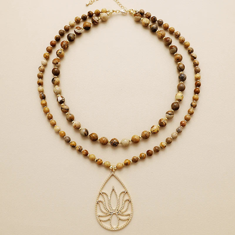 Natural Stones Crystal Heart Teardrop Pendant Necklaces - Bohemia Gemstones