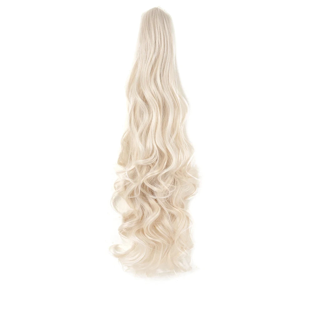 Ponytail Extension Synthetic Claw Clip in Hairpiece Curly Wavy.