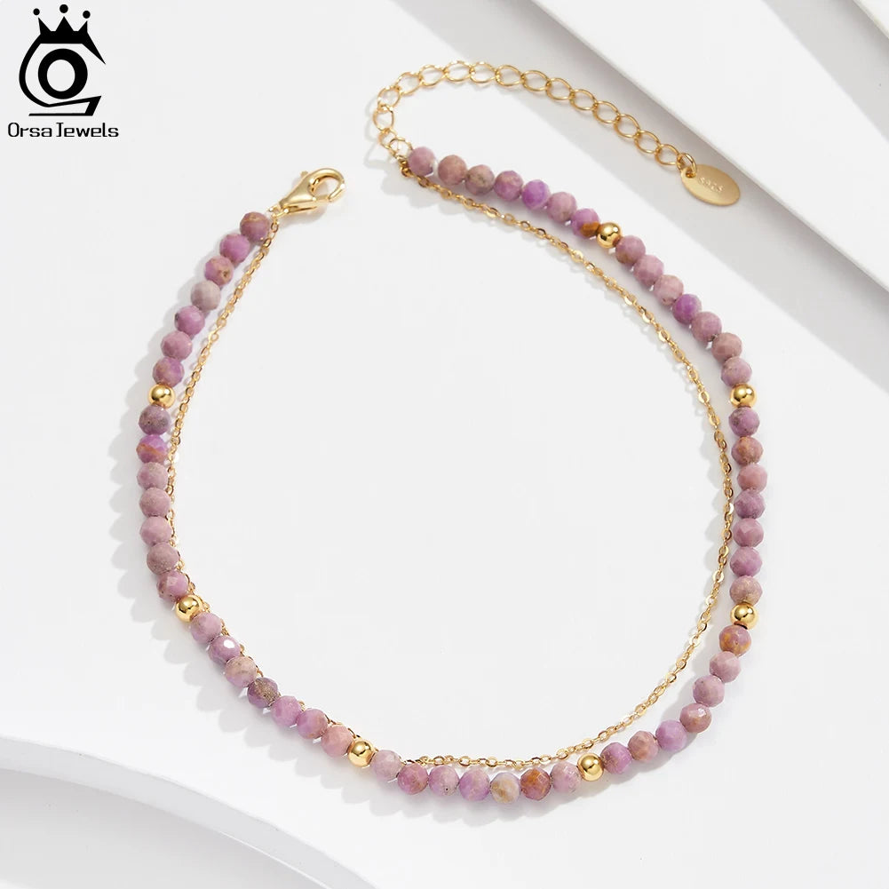 Gold Double Layered Chain Anklet for Women 925 Sterling Silver