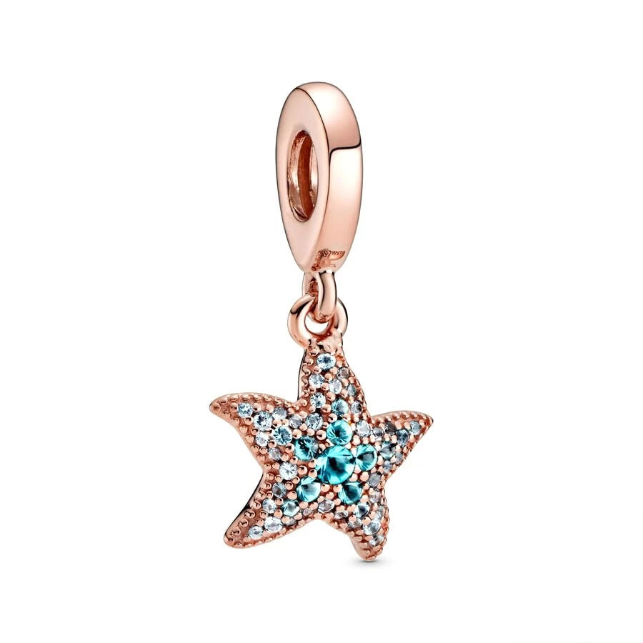 Blue Marine Organism Series Charm Jewelry Fit Original 925 Sterling Silver