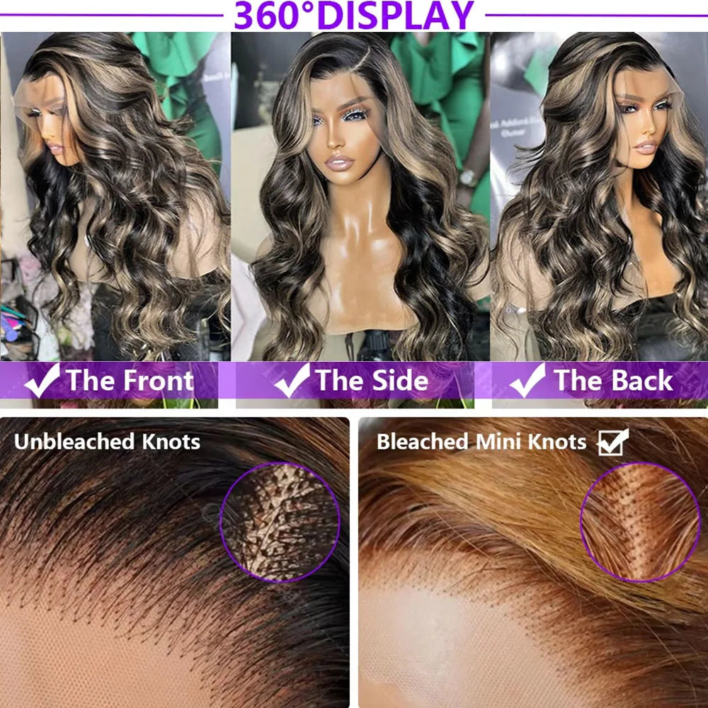 SAONA - Body Wave Wig Human Ombre Blonde Highlight Brazilian Hair