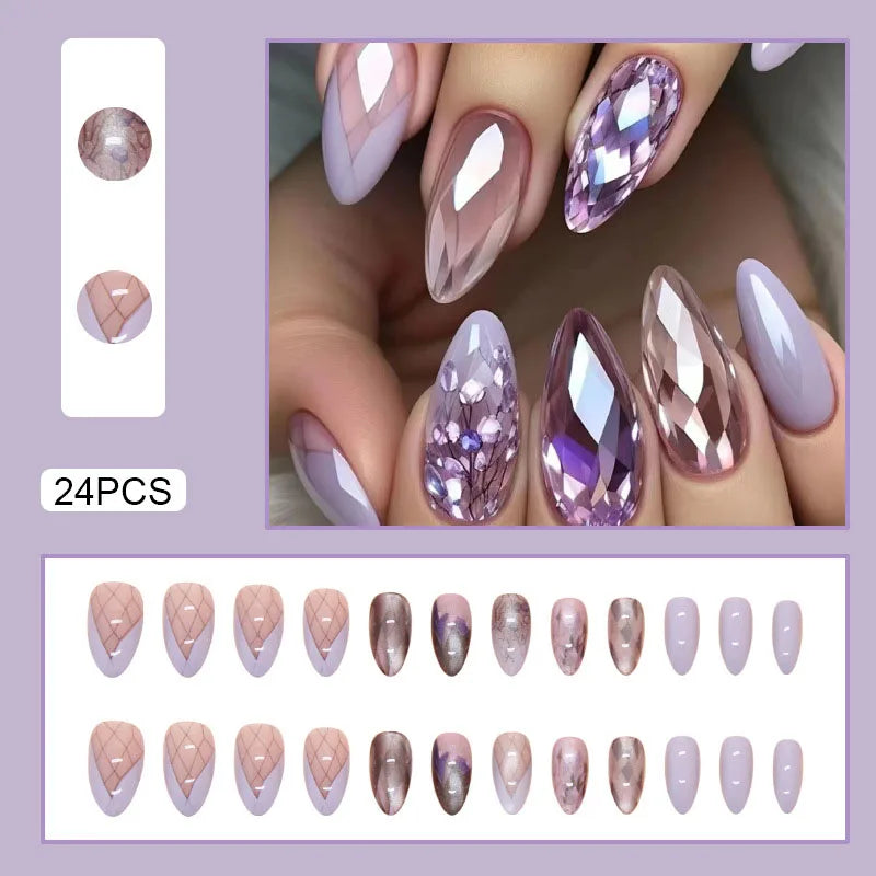 Nails Almond Shaped Press on Nails - 24pcs