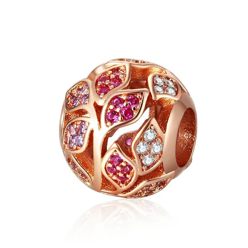 Hot Sale Rose Gold Charm Beads Fit Original 925 Silver Bracelet Women Jewelry