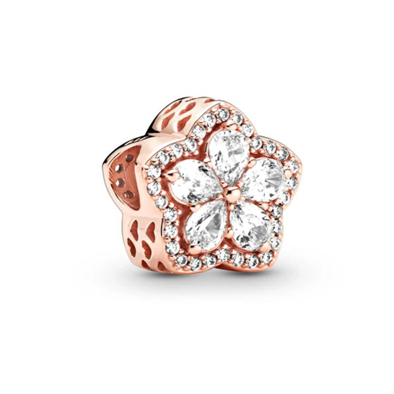 Hot Sale Rose Gold Charm Beads Fit Original 925 Silver Bracelet Women Jewelry