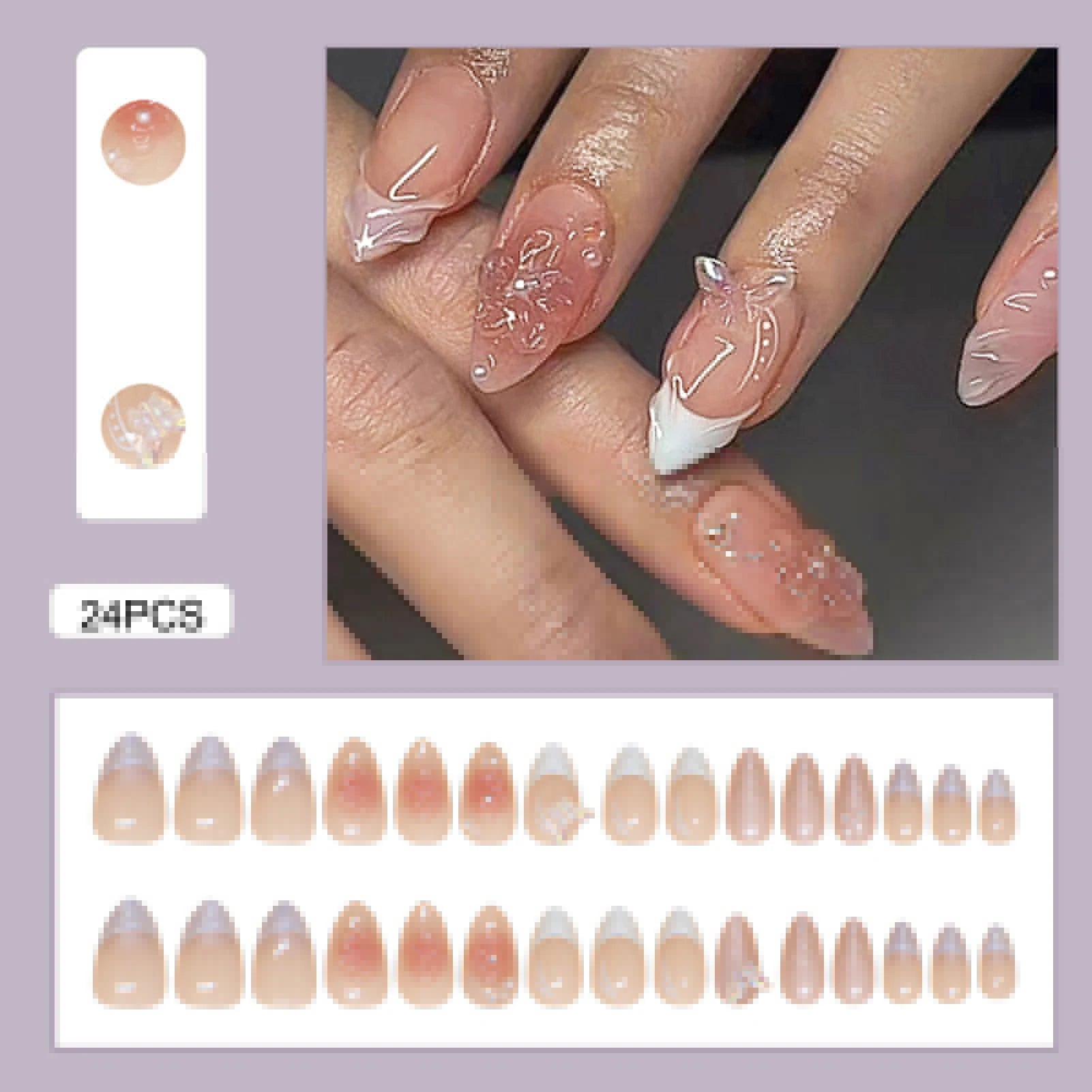 Nails Almond Shaped Press on Nails - 24pcs