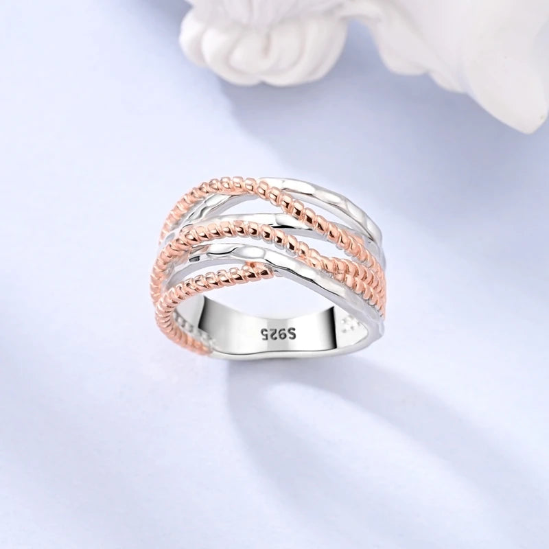 925 Silver Jewelry Rose Gold Double Color Zircon