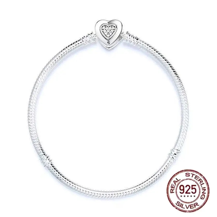 925 fine heart-shaped snake bone bracelet for women