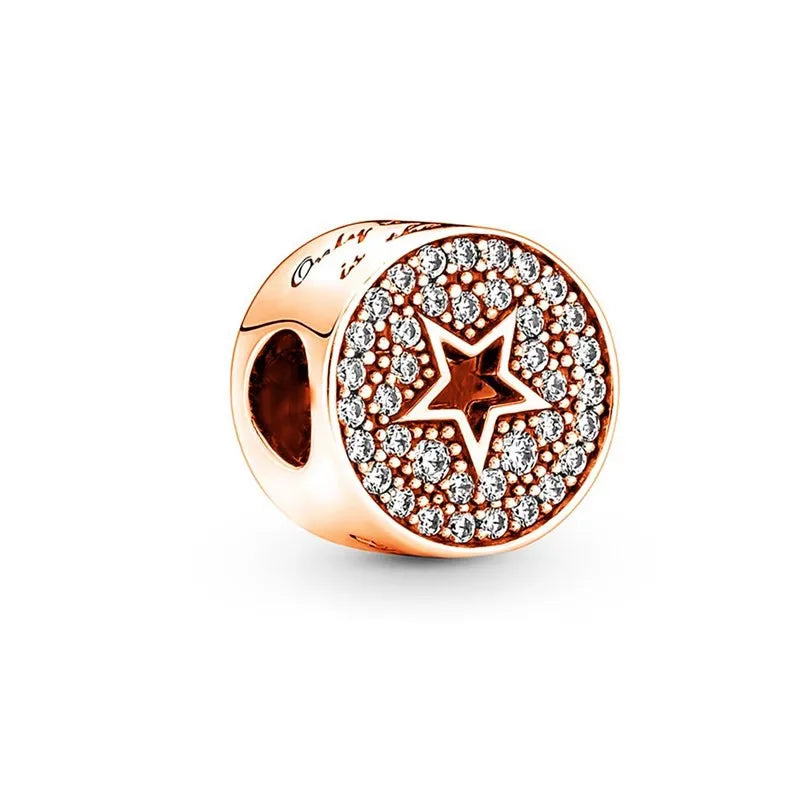 Hot Sale Rose Gold Charm Beads Fit Original 925 Silver Bracelet Women Jewelry
