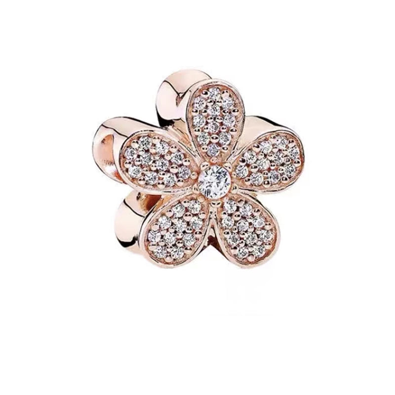 Hot Sale Rose Gold Charm Beads Fit Original 925 Silver Bracelet Women Jewelry