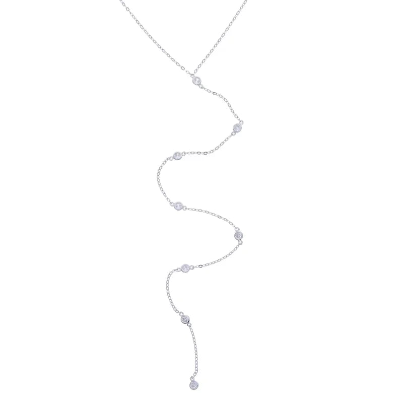 925 Sterling Silver Rose Gold Sexy Long Y Necklace for Women