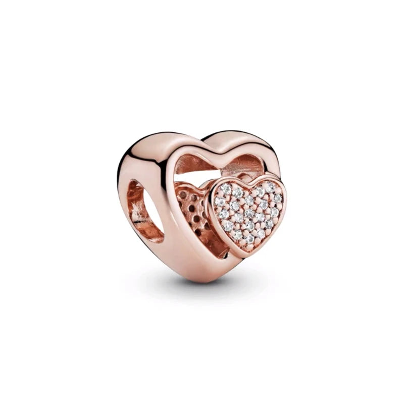 Hot Sale Rose Gold Charm Beads Fit Original 925 Silver Bracelet Women Jewelry