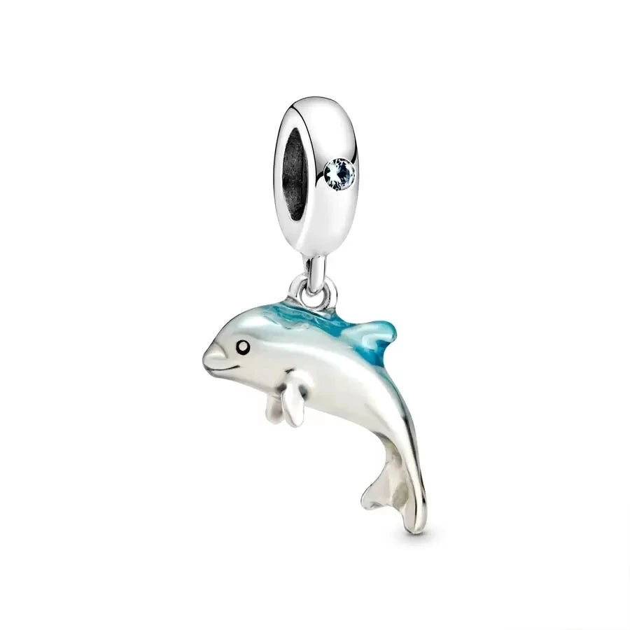 Blue Marine Organism Series Charm Jewelry Fit Original 925 Sterling Silver
