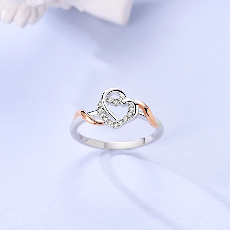 925 Silver Jewelry Rose Gold Double Color Zircon